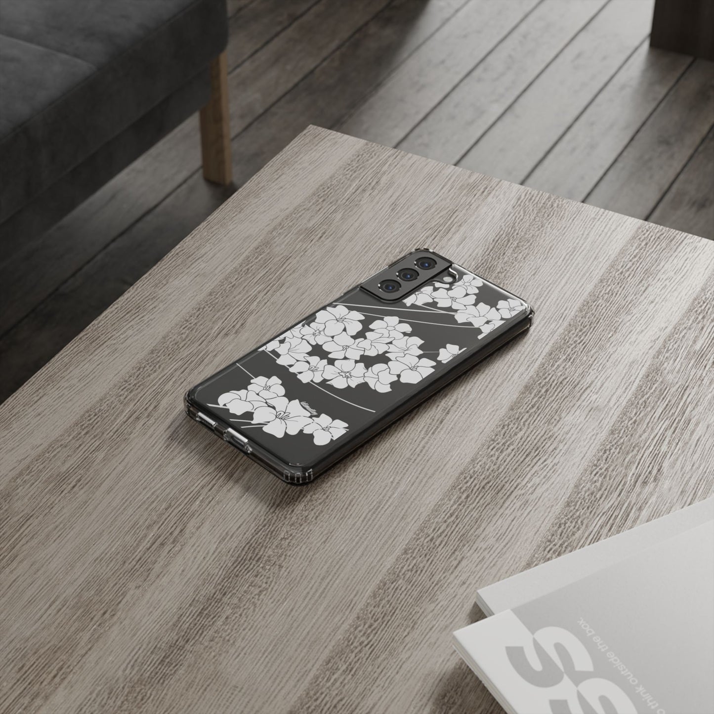 Puakenikeni En Face Flower Swirls (White) CLEAR Case