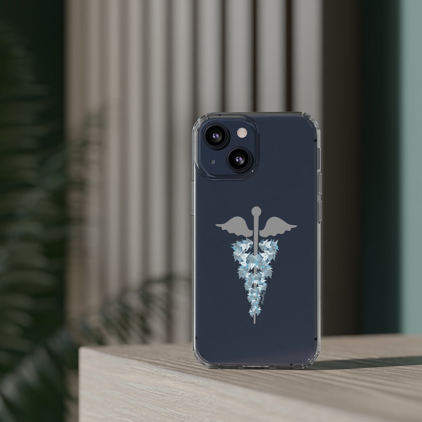 Caduceus Medical Symbol with Blue Maile Lei CLEAR Case