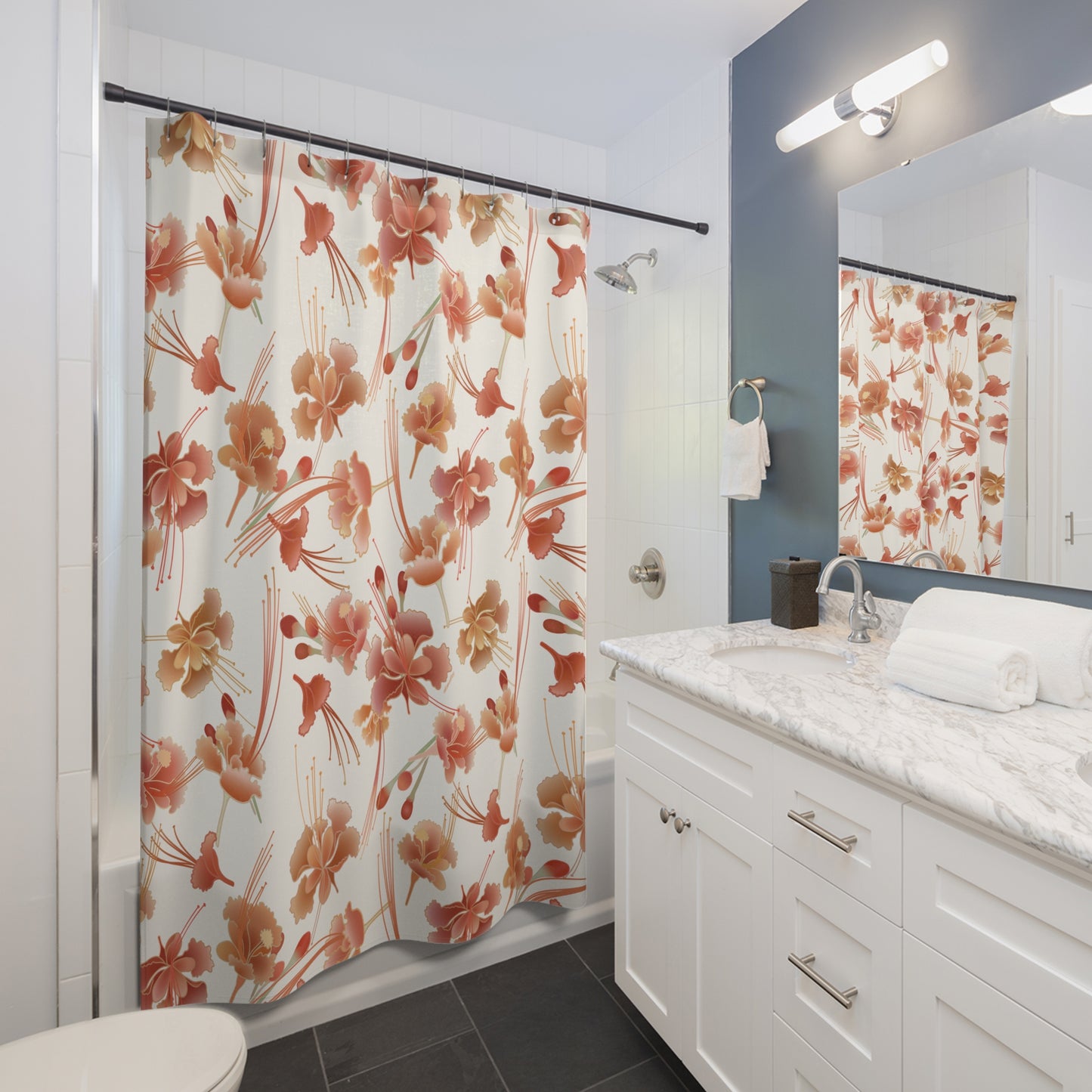 Shower Curtain- Ohai Ali’i Orange (White)