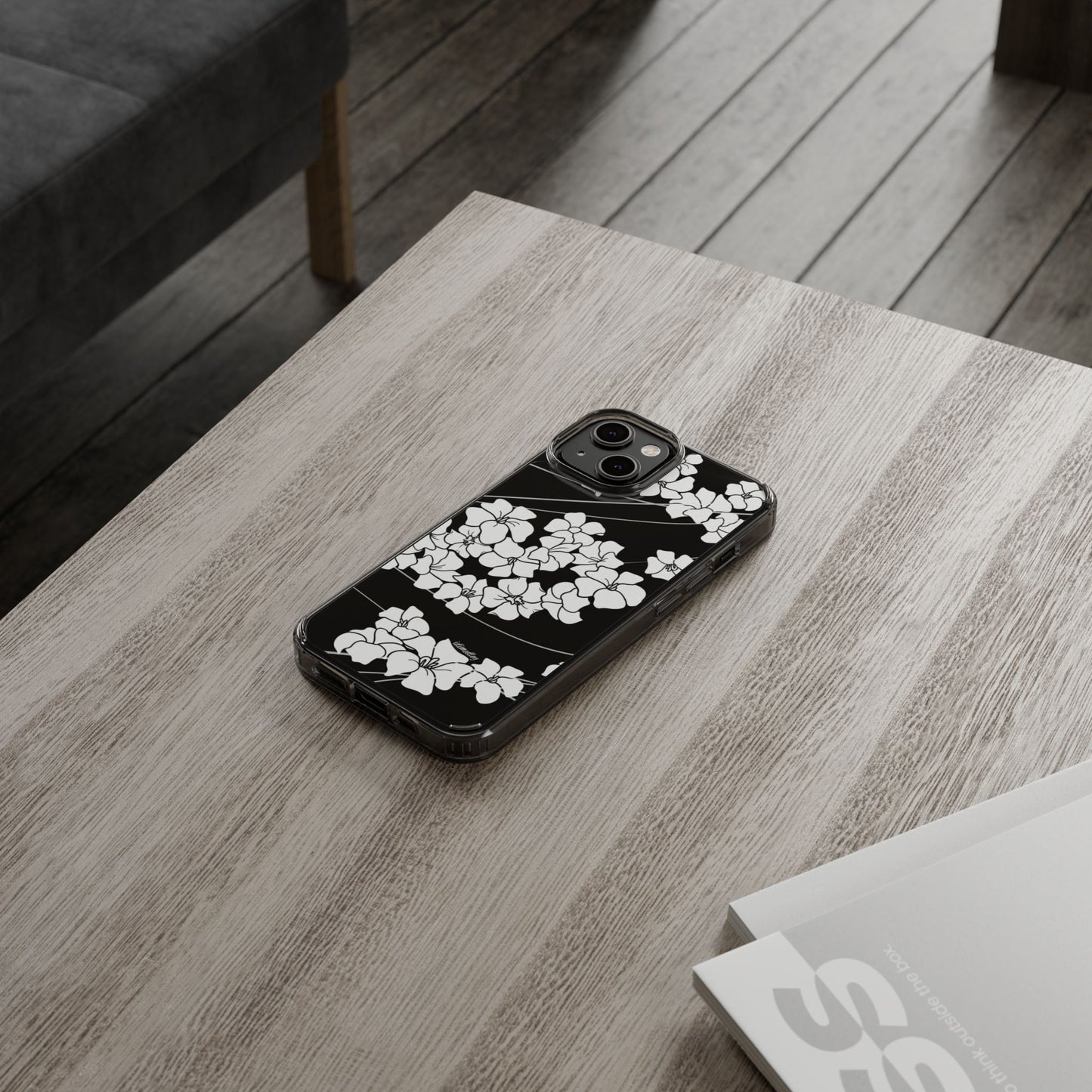 Puakenikeni En Face Flower Swirls (White) CLEAR Case