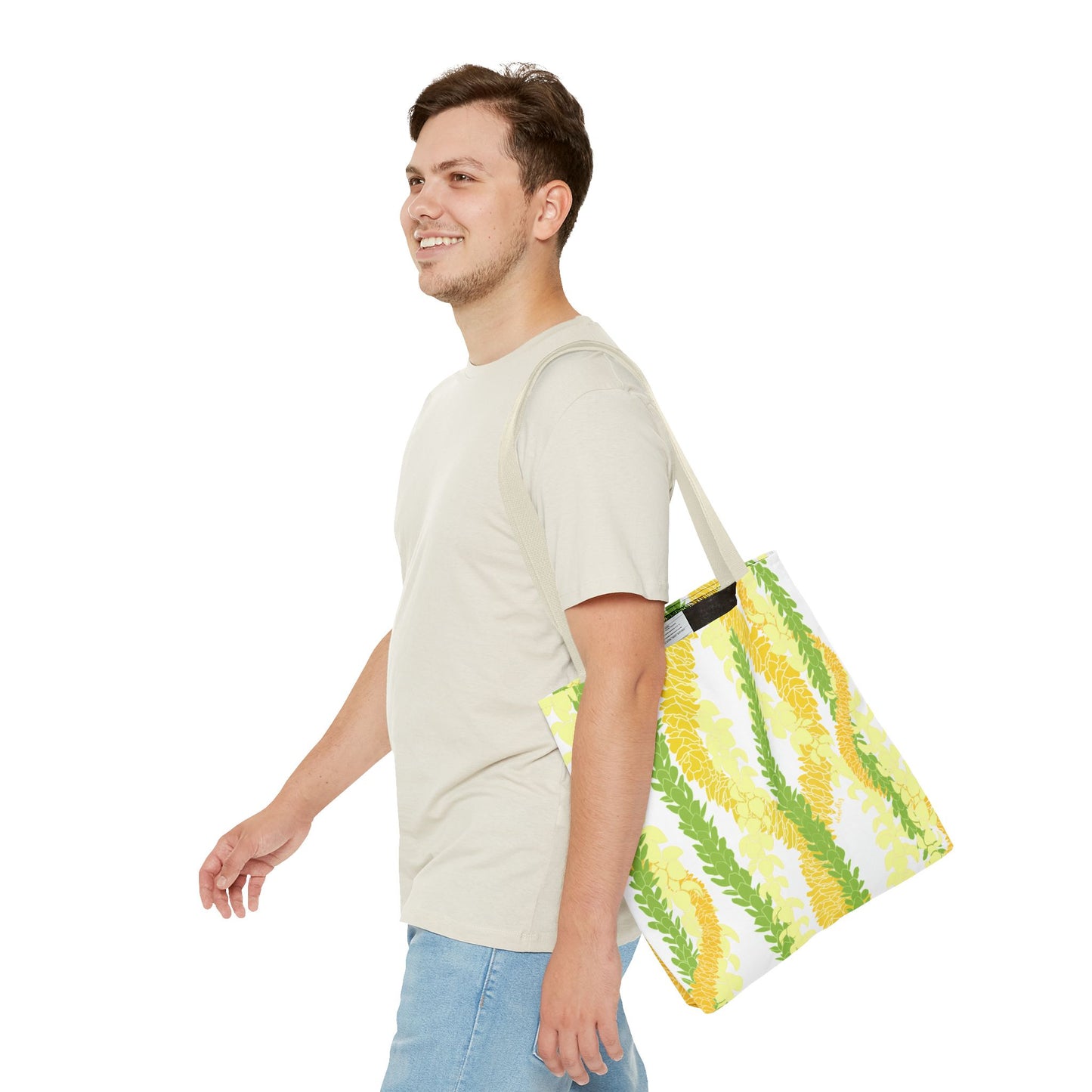 Tote bag- Triple Strand Ilima, Pakalana and Puakenikeni Ilima Leis (White)