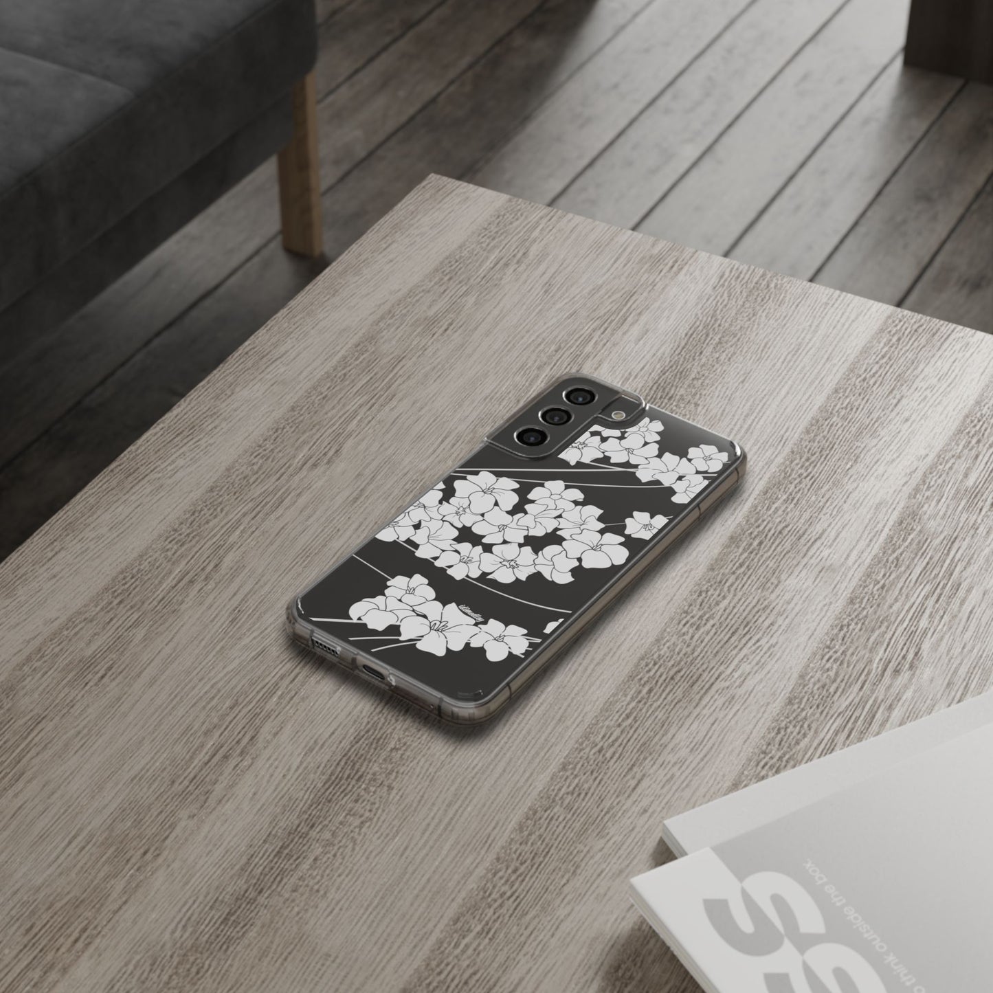 Puakenikeni En Face Flower Swirls (White) CLEAR Case