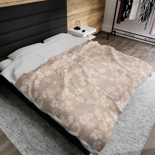 Velveteen Blanket- Plumeria Stamped Impressions