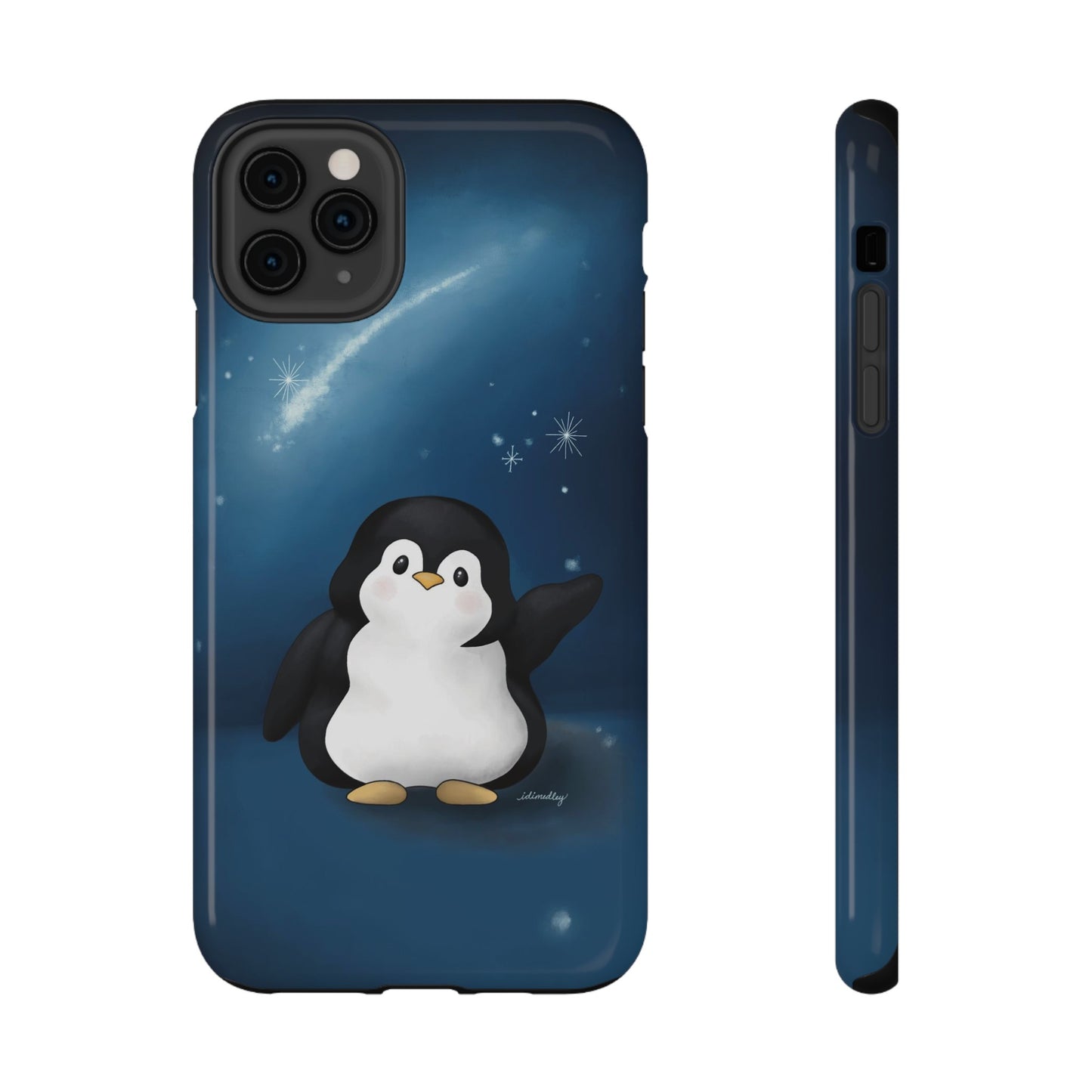 Penguin in Starry Blue Night Skies