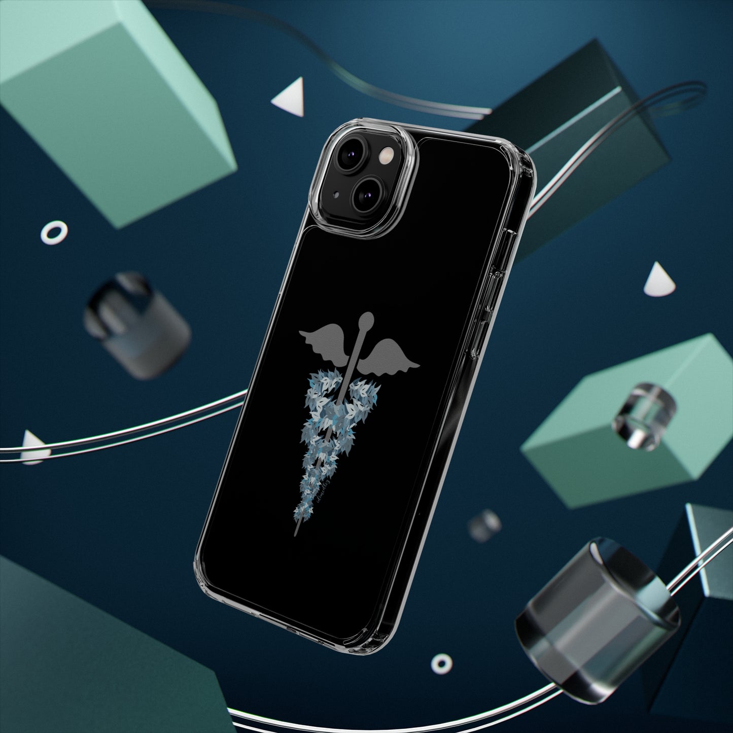 Caduceus Medical Symbol with Blue Maile Lei CLEAR Case