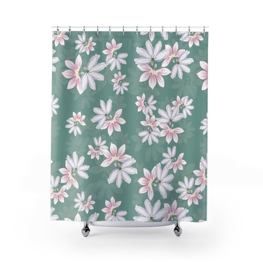 Shower Curtain- Naupaka Love Story (Mantle Green)