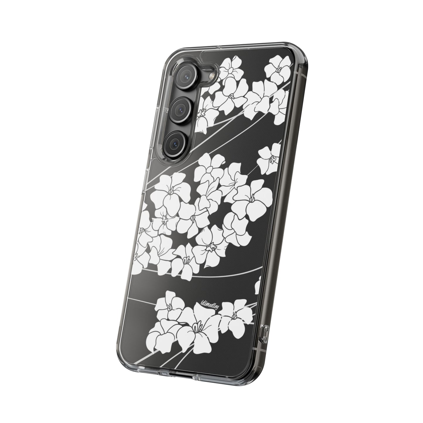Puakenikeni En Face Flower Swirls (White) CLEAR Case