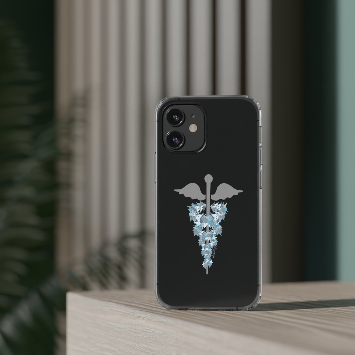Caduceus Medical Symbol with Blue Maile Lei CLEAR Case