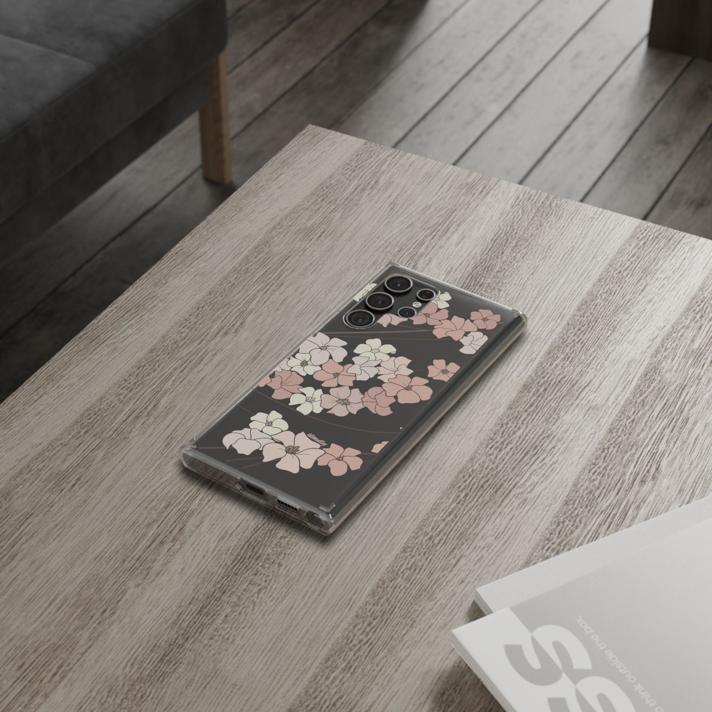 Puakenikeni En Face Flower Swirls (Peachy Pinks) CLEAR Case