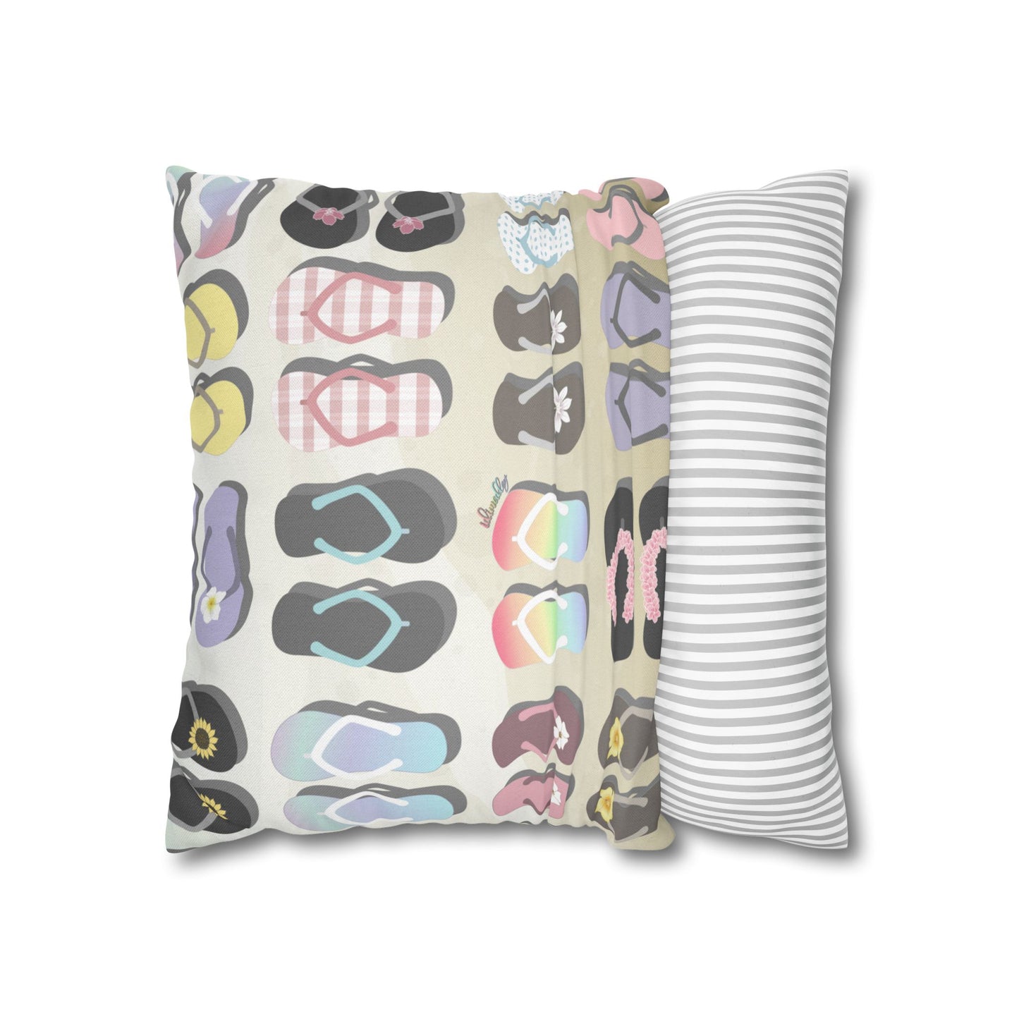 Canvas Throw Pillow Case- Sandy Pua Toes in My Rubbah Slippahs