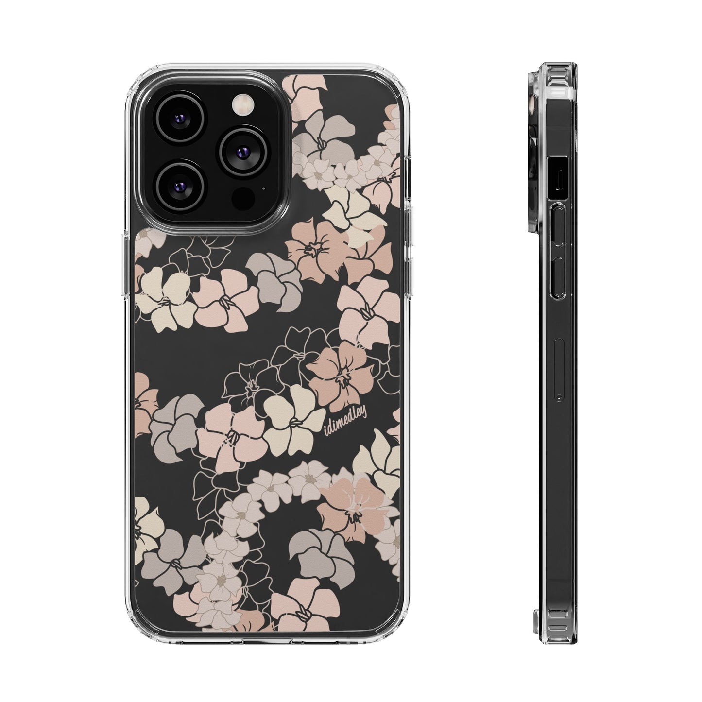 Puakenikeni En Face Flower Leis (Peachy Pinks) CLEAR Case