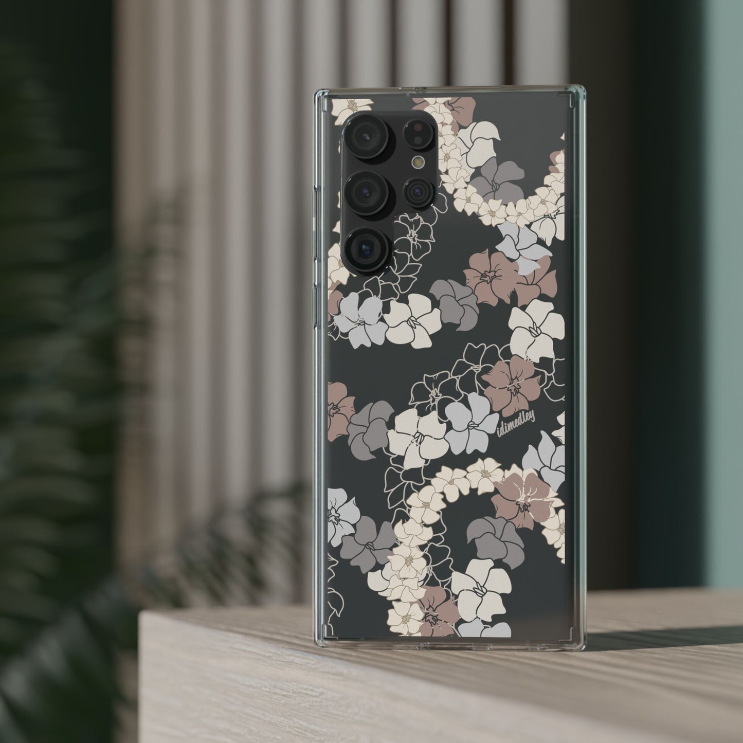 Puakenikeni En Face Flower Leis (Brown and Gray Neutrals) CLEAR Case
