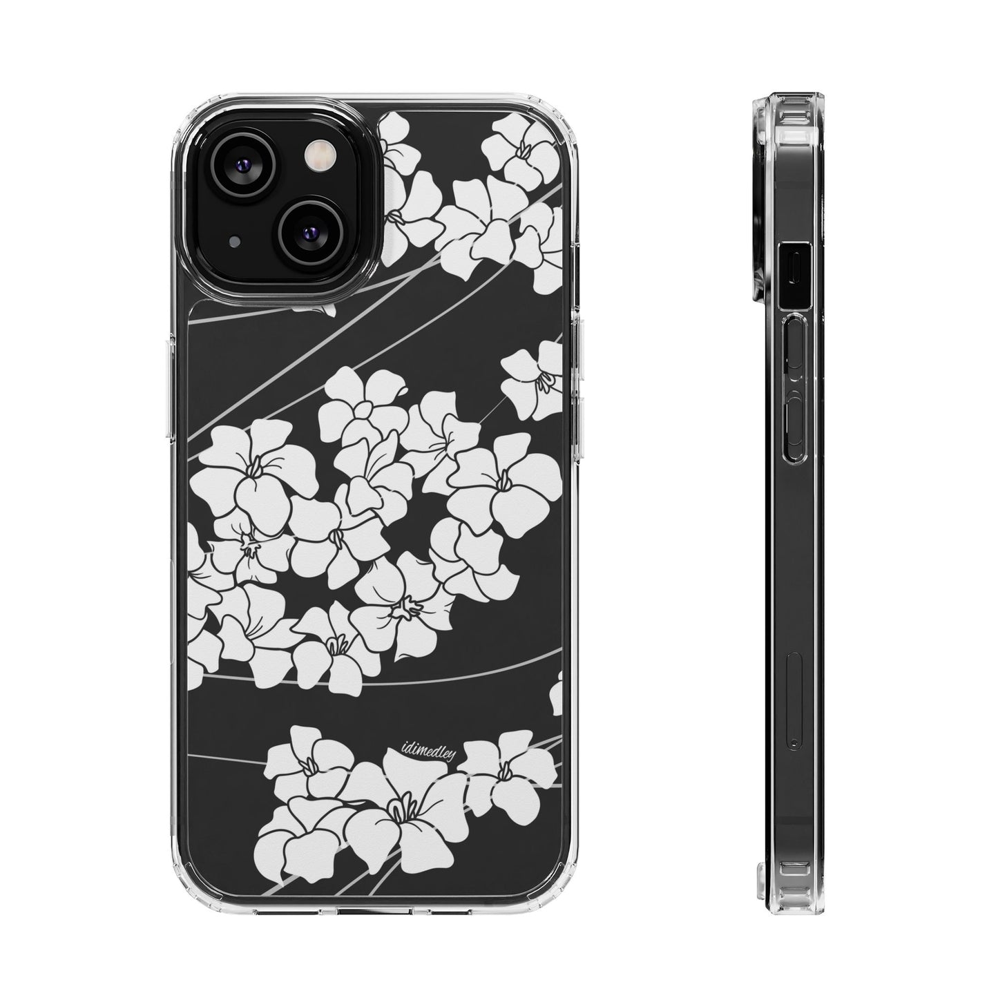 Puakenikeni En Face Flower Swirls (White) CLEAR Case