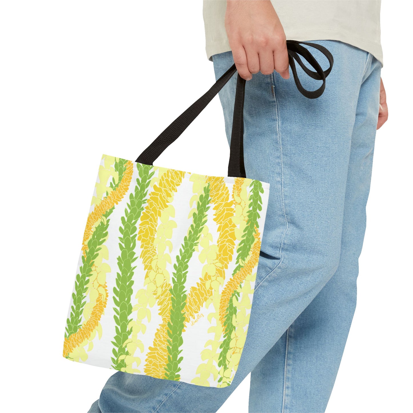 Tote bag- Triple Strand Ilima, Pakalana and Puakenikeni Ilima Leis (White)