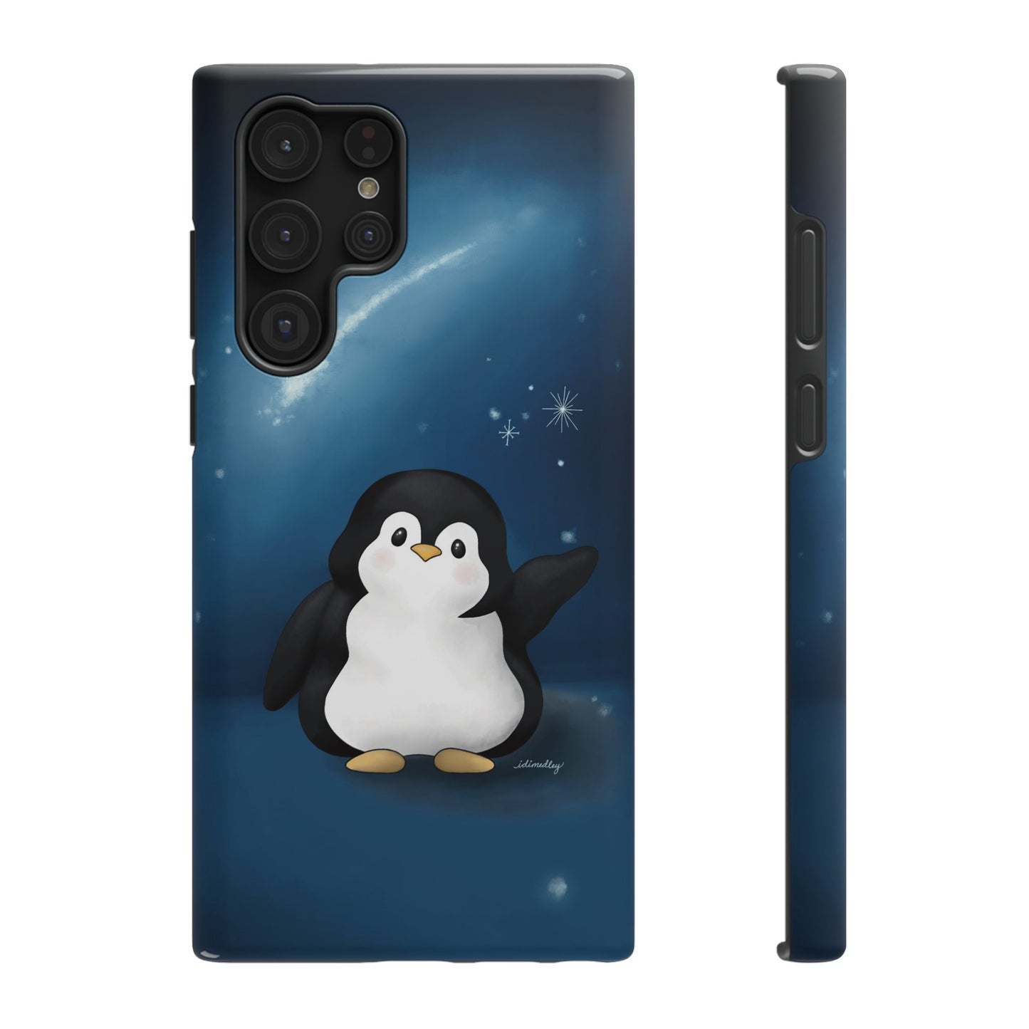 Penguin in Starry Blue Night Skies