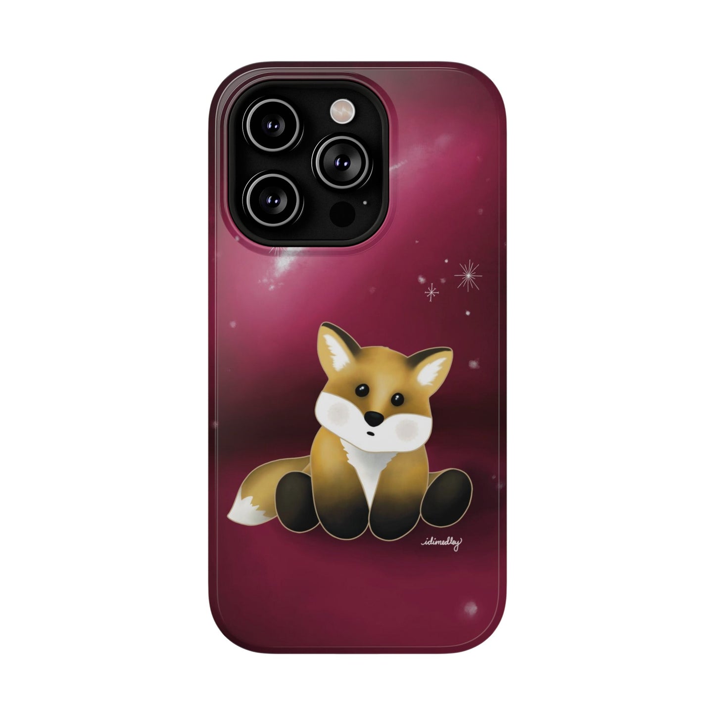 Fox in Magenta Starry Night Skies
