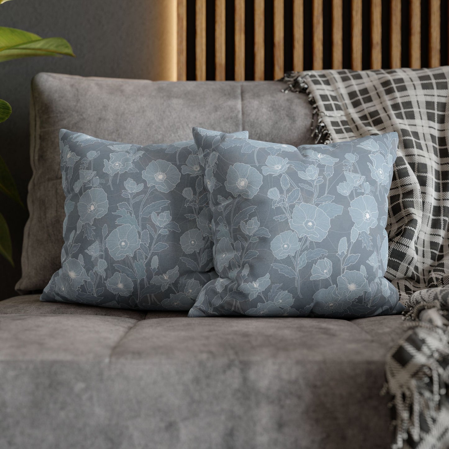Canvas Throw Pillow Case- Pua Kala in Blue