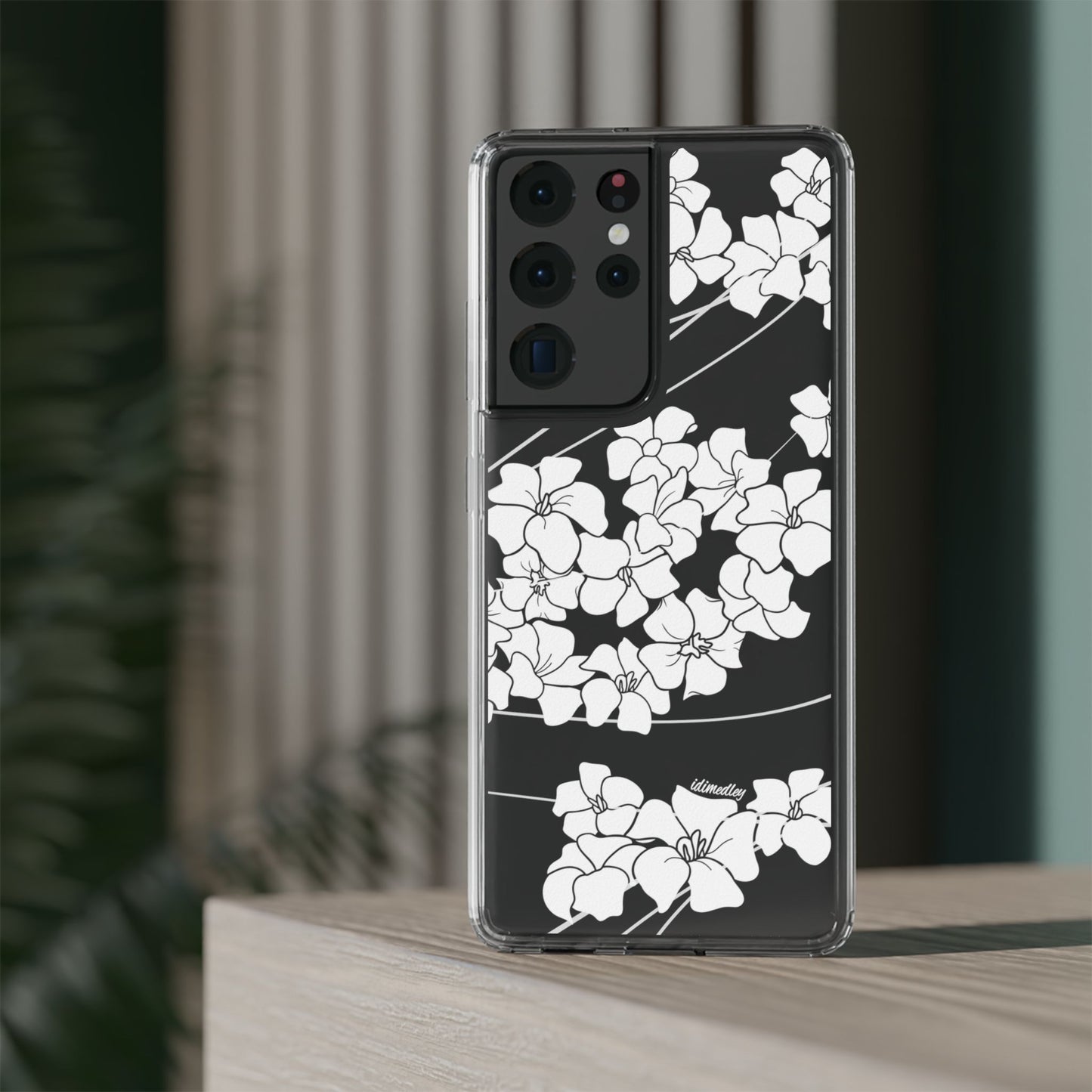 Puakenikeni En Face Flower Swirls (White) CLEAR Case