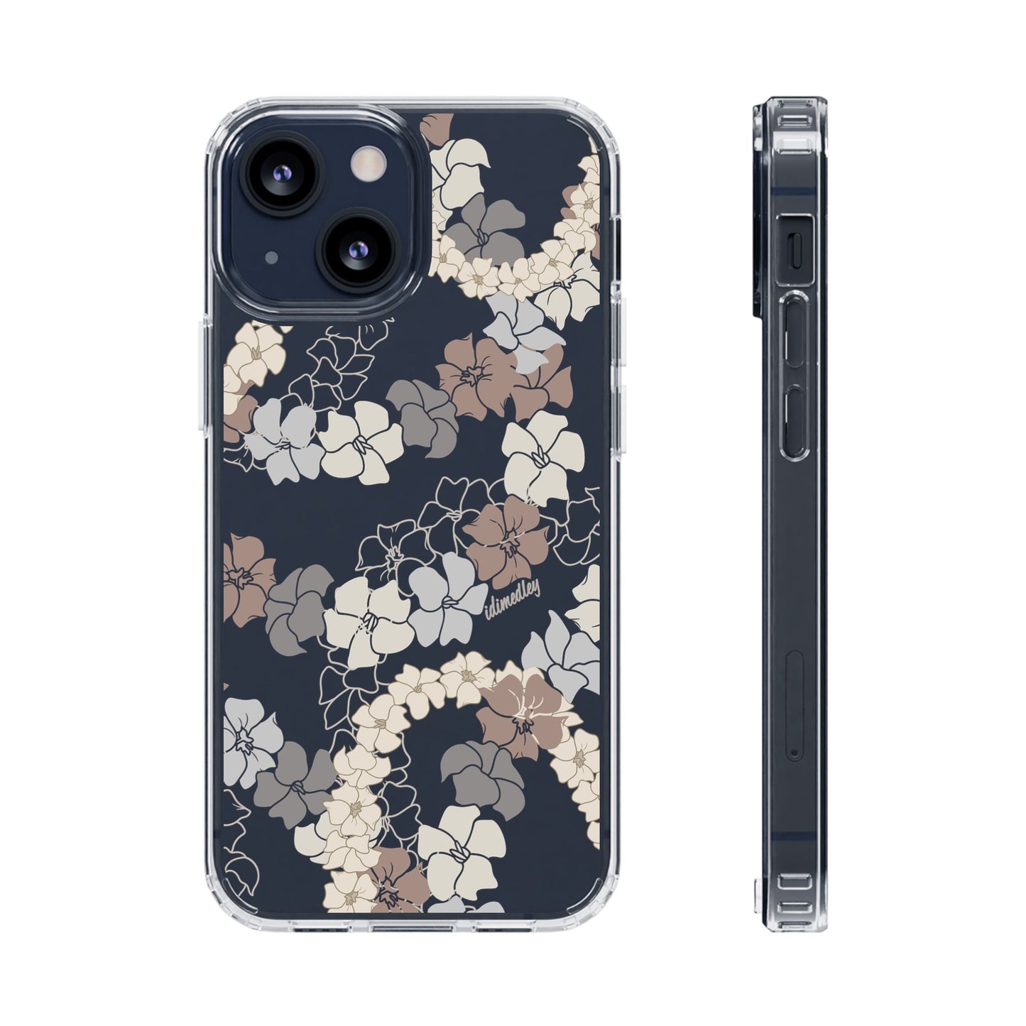 Puakenikeni En Face Flower Leis (Brown and Gray Neutrals) CLEAR Case