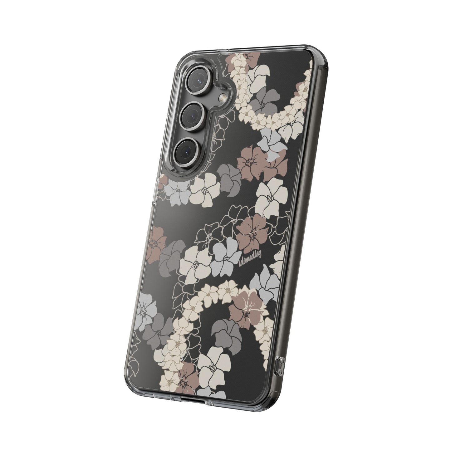 Puakenikeni En Face Flower Leis (Brown and Gray Neutrals) CLEAR Case