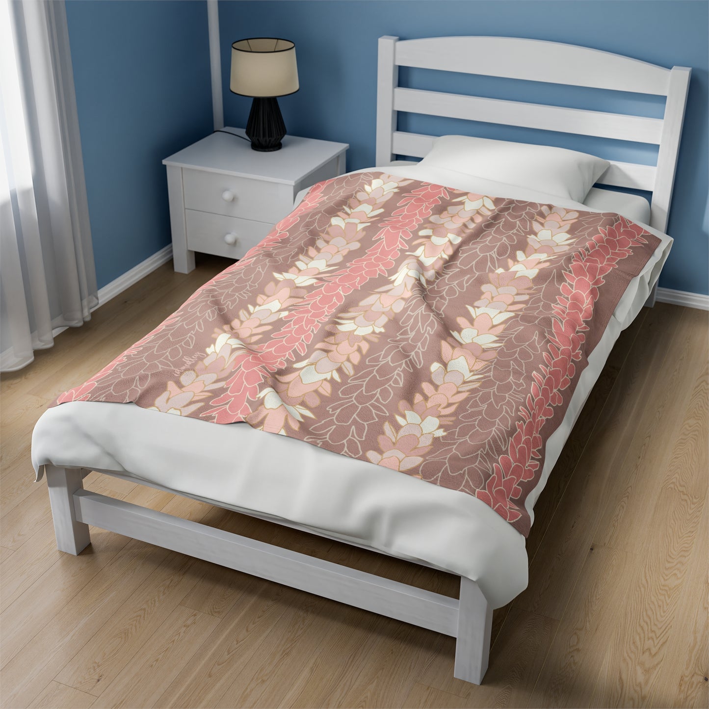Velveteen Blanket- Pakalana Stringing Peach