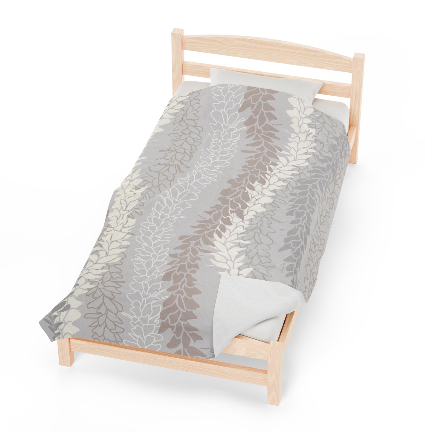 Velveteen Blanket- White Ginger Kisses (Gray)