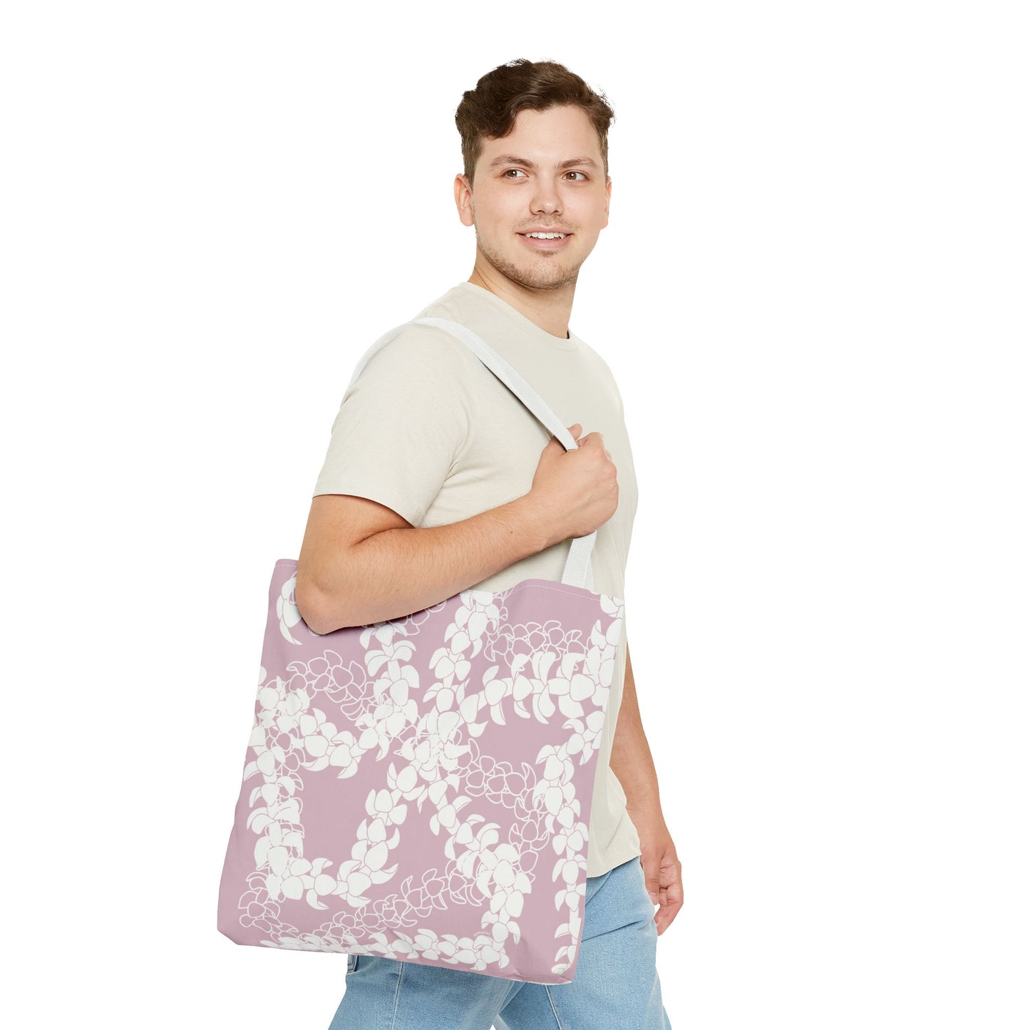 Tote Bag- Puakenikeni Curvilinear Lei (Rosey Pink)
