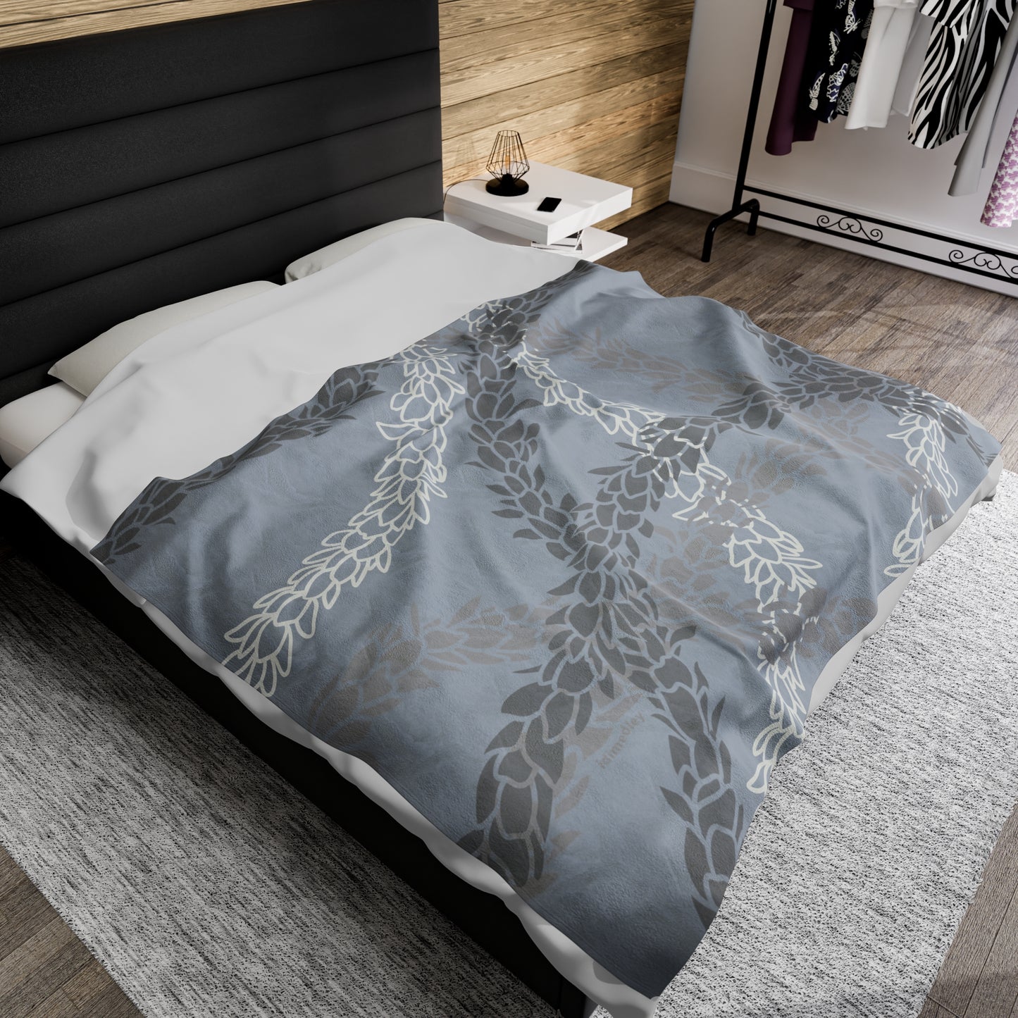 Velveteen Blanket- Pikake Wishes (Gray)