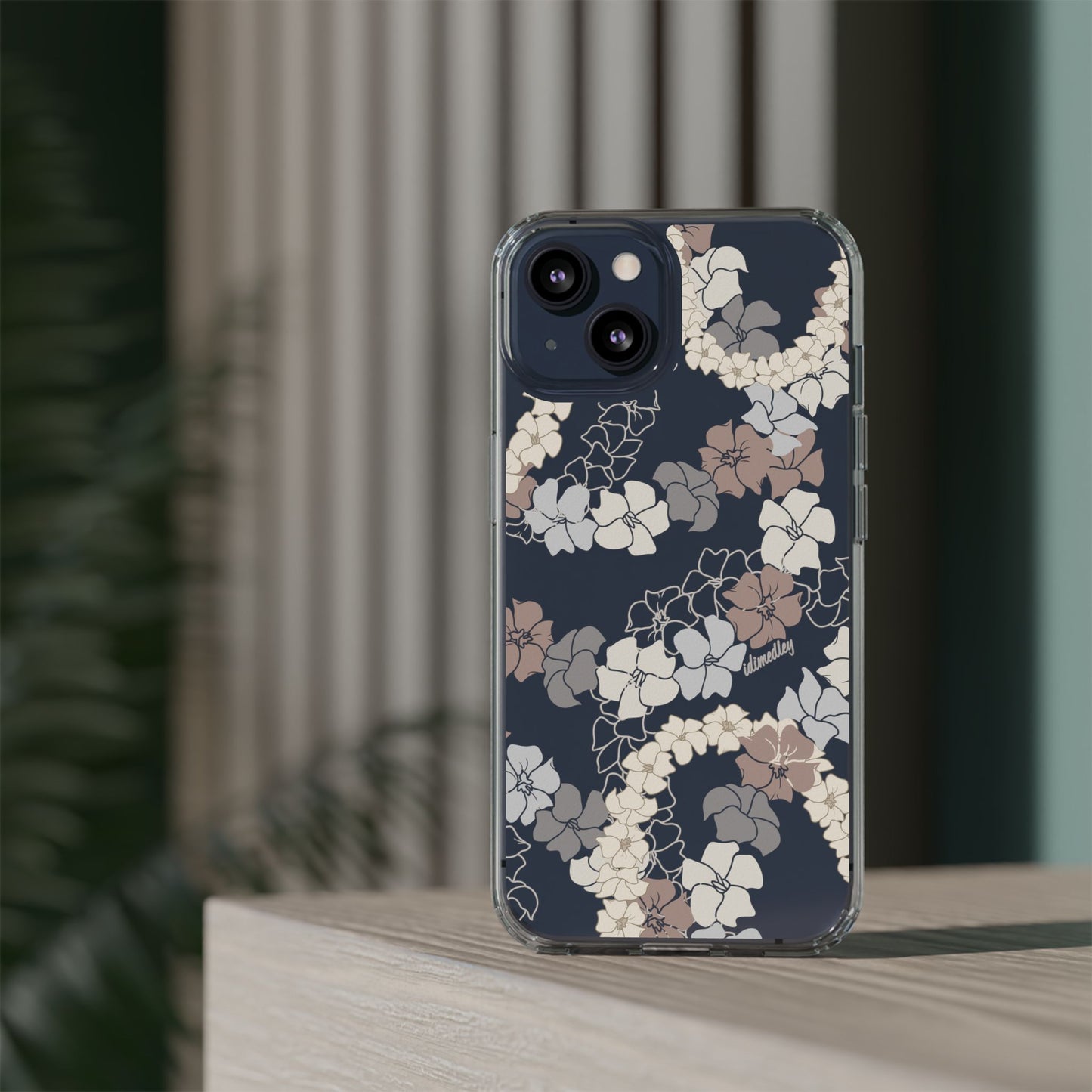 Puakenikeni En Face Flower Leis (Brown and Gray Neutrals) CLEAR Case