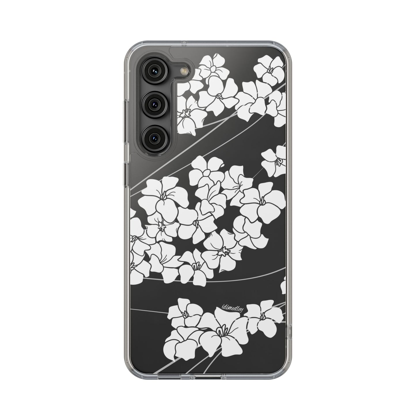 Puakenikeni En Face Flower Swirls (White) CLEAR Case