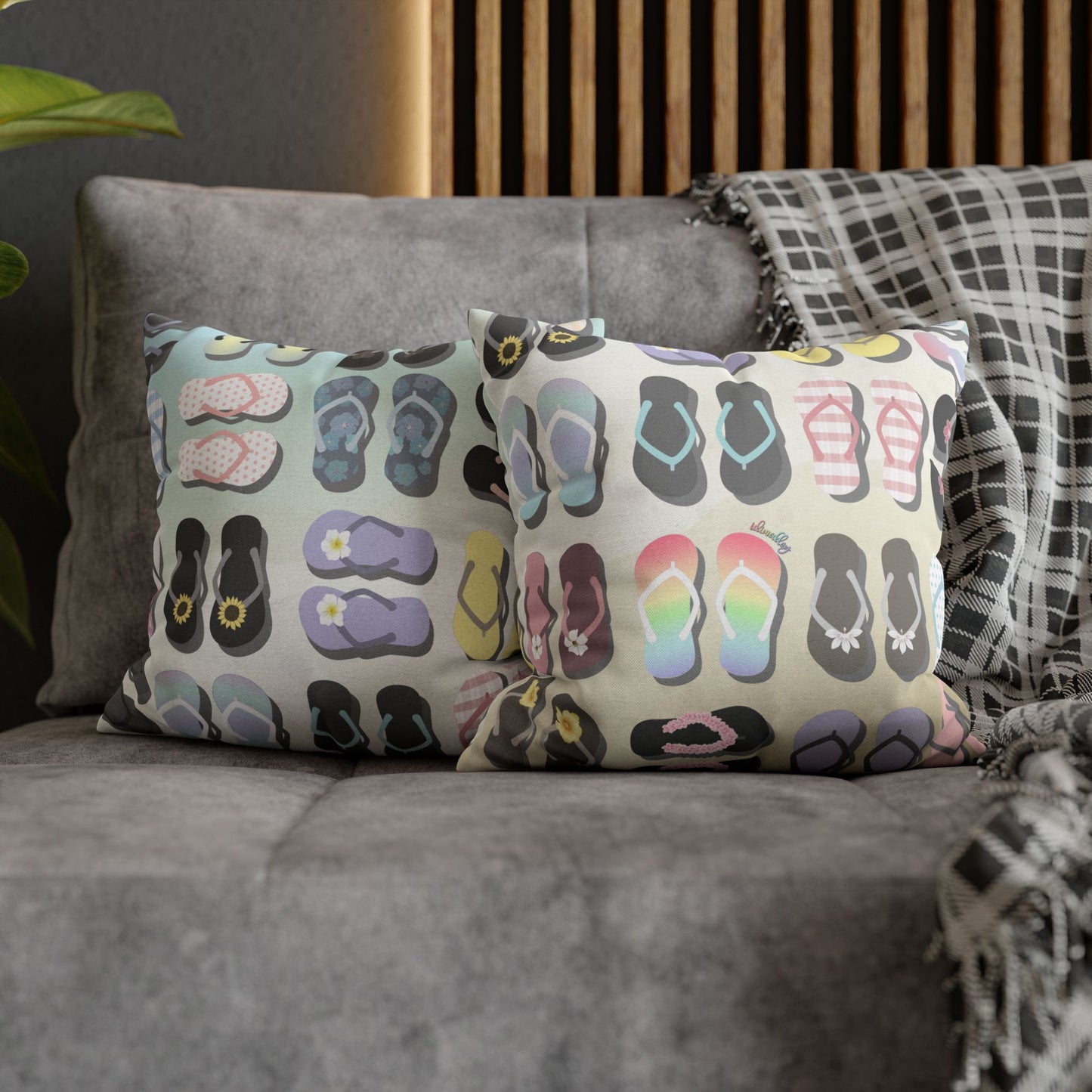 Canvas Throw Pillow Case- Sandy Pua Toes in My Rubbah Slippahs