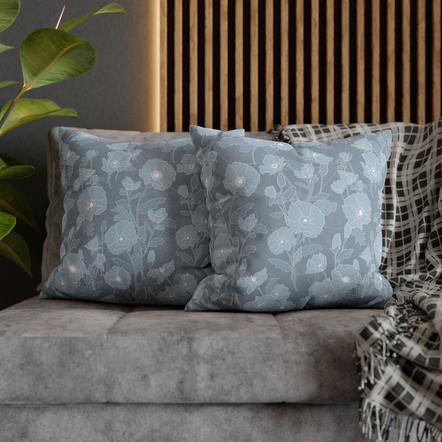 Canvas Throw Pillow Case- Pua Kala in Blue