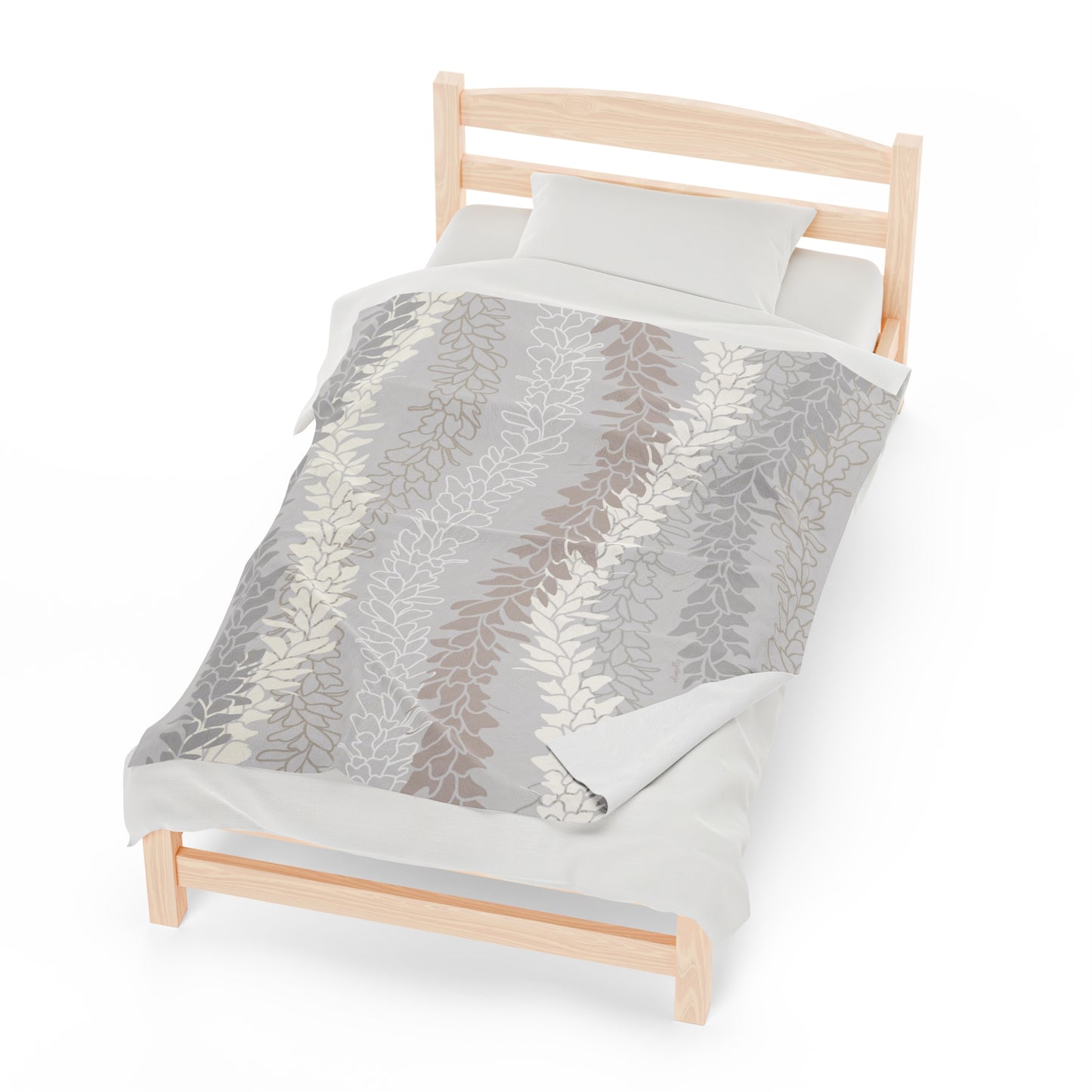 Velveteen Blanket- White Ginger Kisses (Gray)
