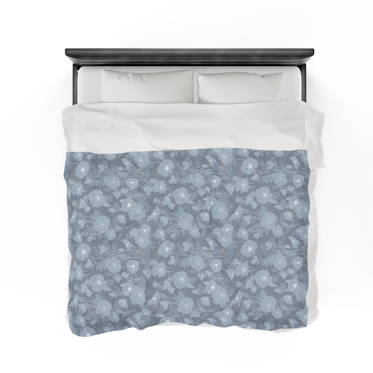 Velveteen Blanket- Pua Kala in Medium Blue