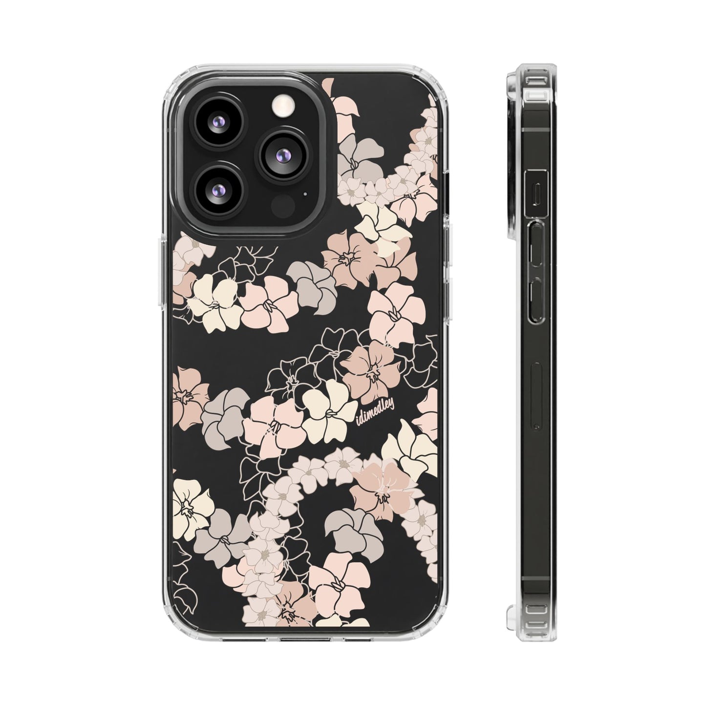 Puakenikeni En Face Flower Leis (Peachy Pinks) CLEAR Case