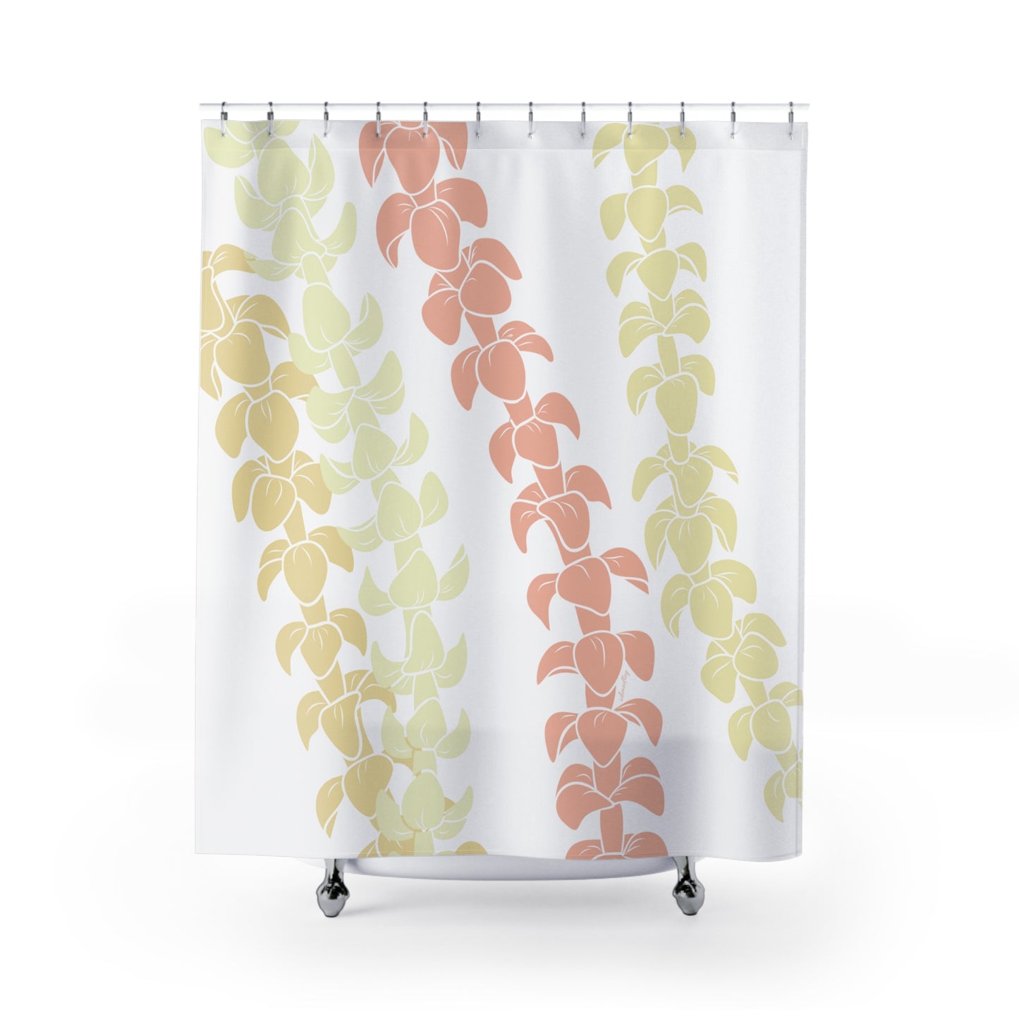 Shower Curtain- Puakenikeni Leis (Sunshine Yellow and Peach)