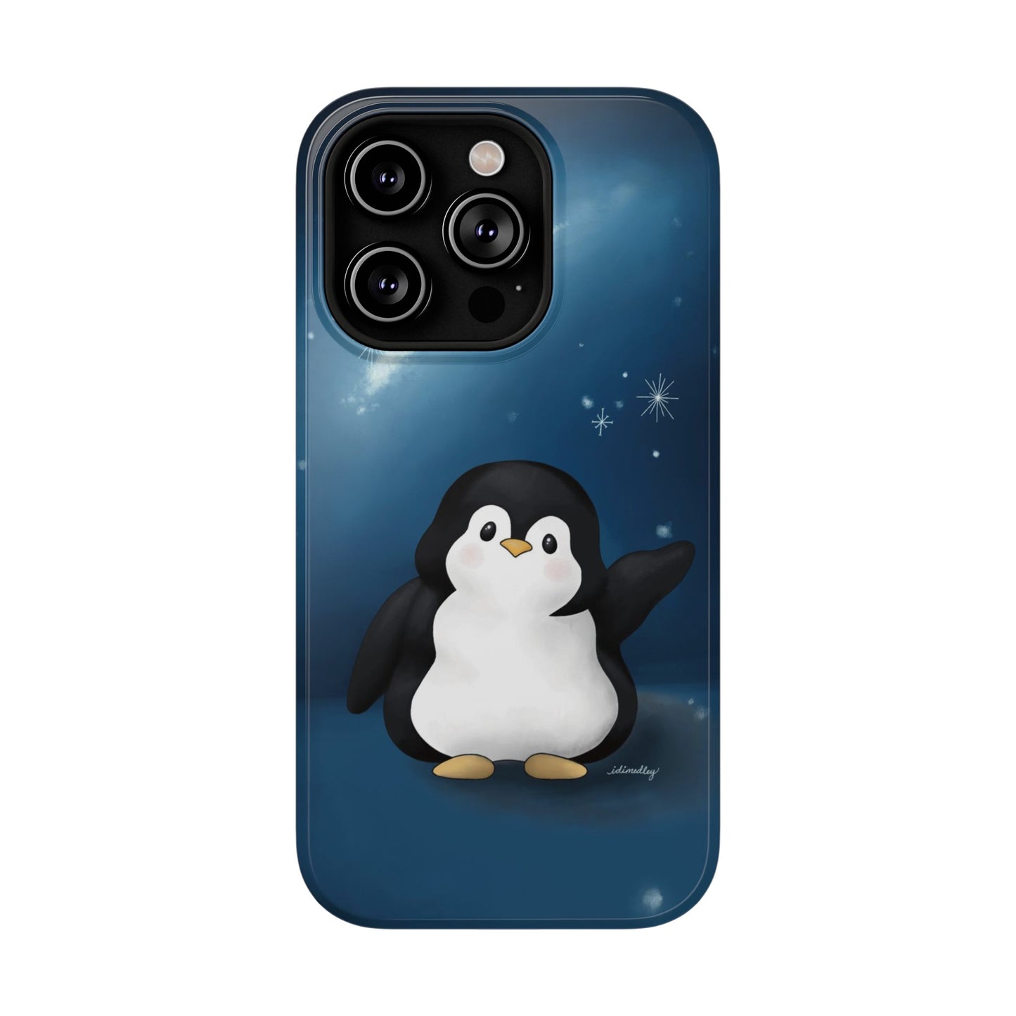Penguin in Starry Blue Night Skies