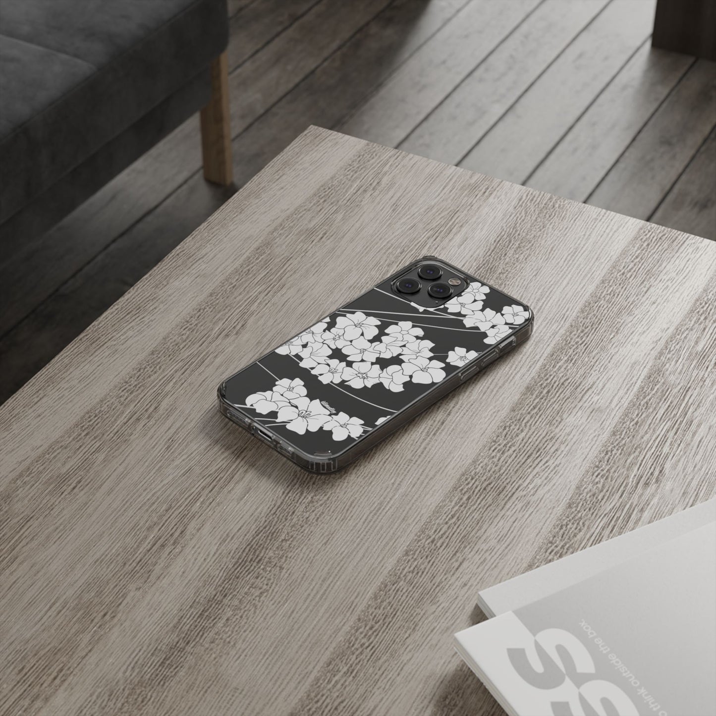 Puakenikeni En Face Flower Swirls (White) CLEAR Case