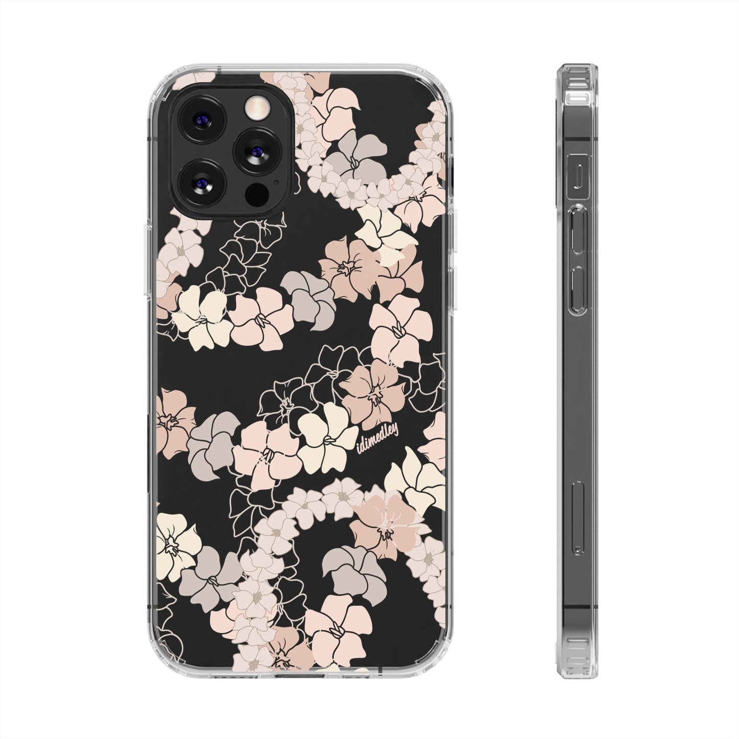 Puakenikeni En Face Flower Leis (Peachy Pinks) CLEAR Case