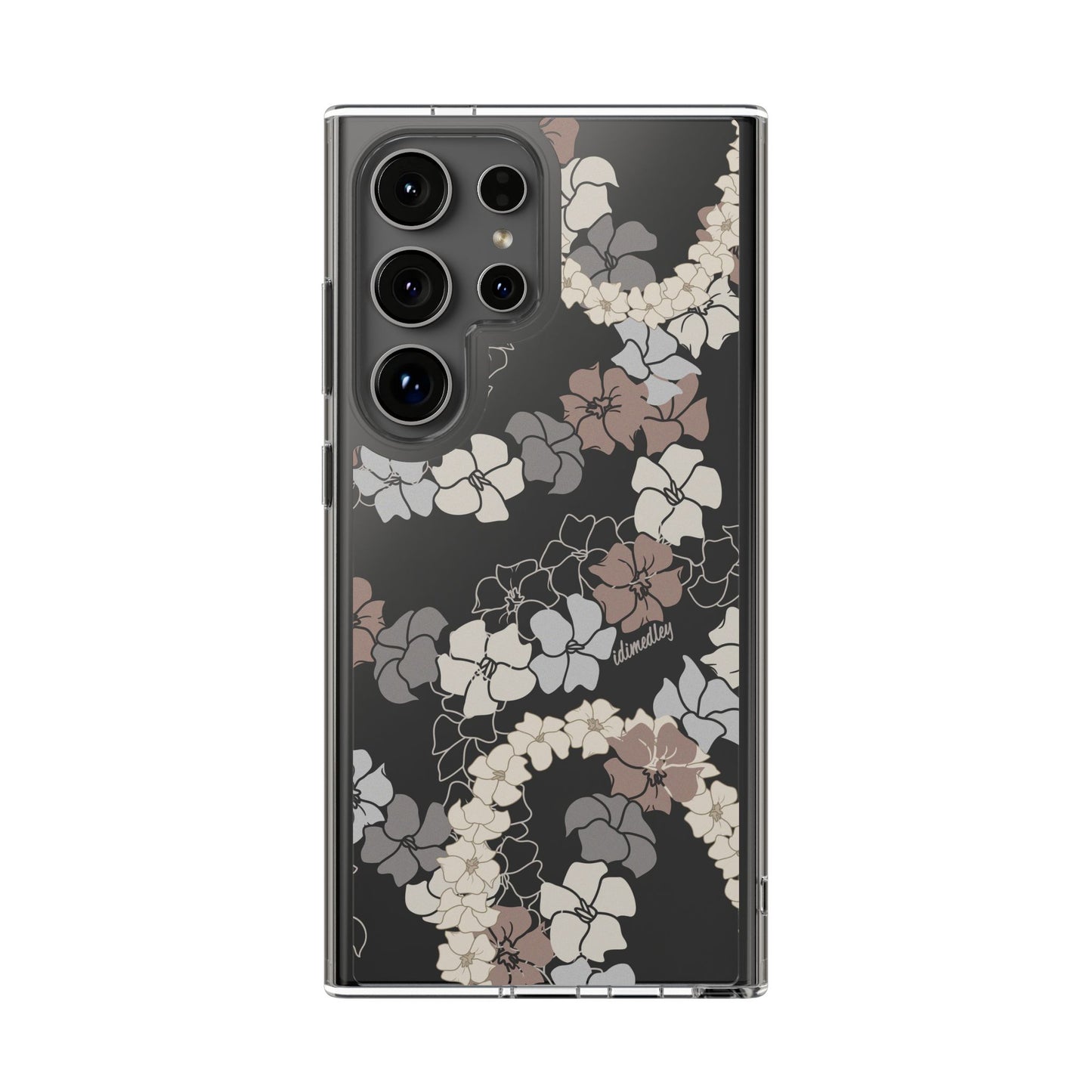 Puakenikeni En Face Flower Leis (Brown and Gray Neutrals) CLEAR Case