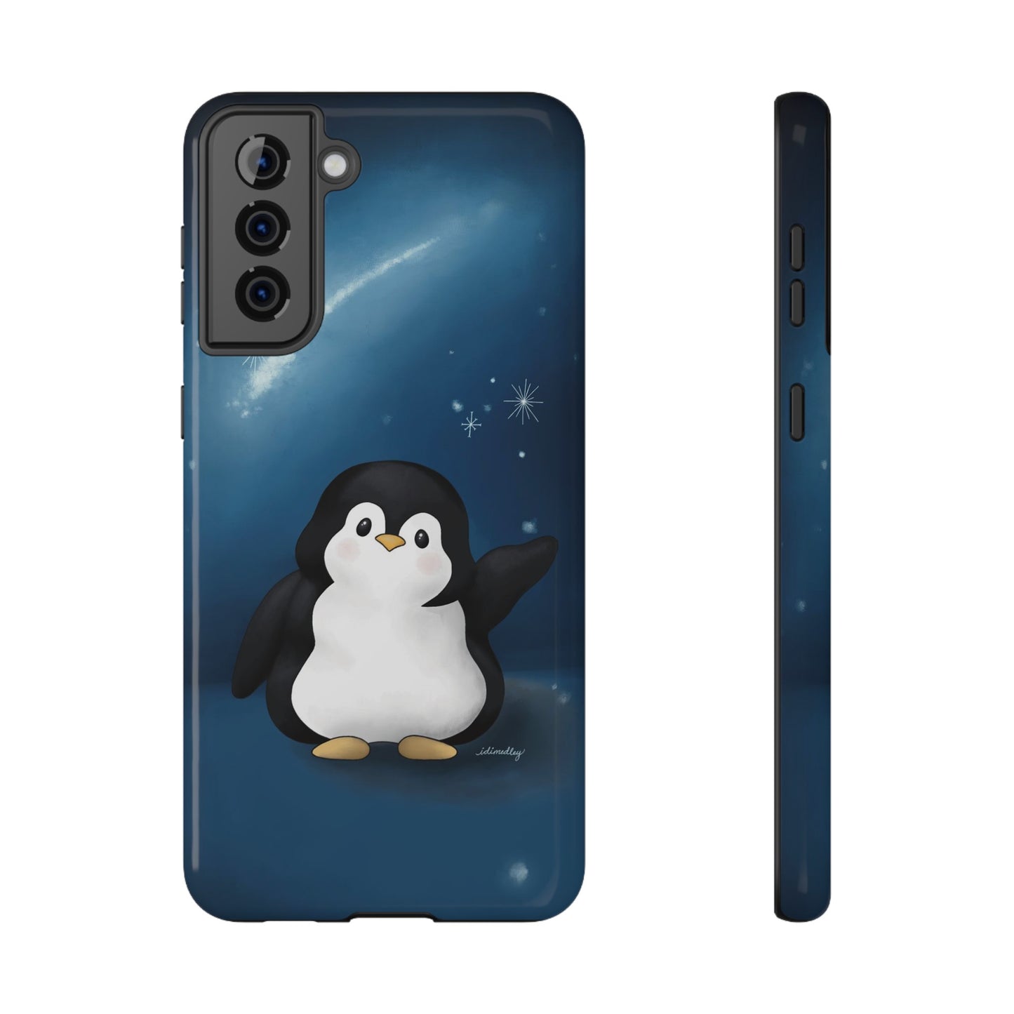 Penguin in Starry Blue Night Skies