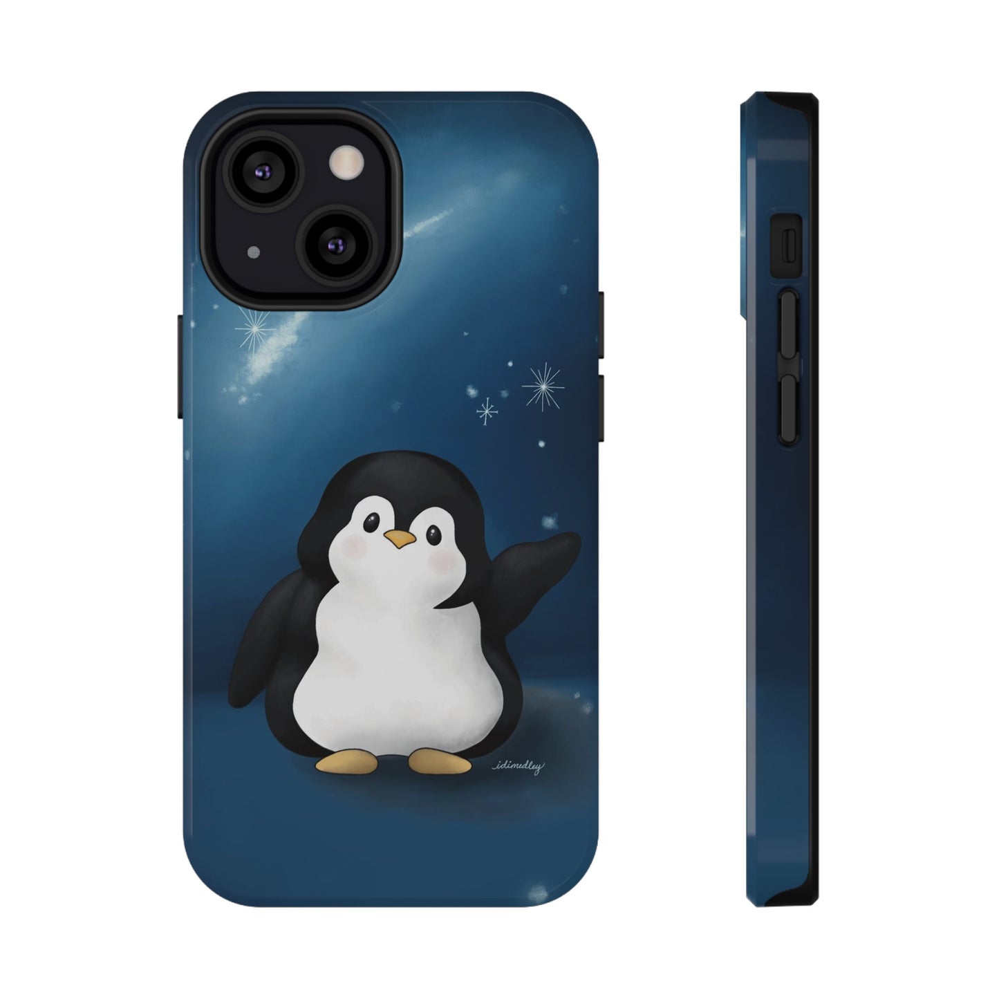 Penguin in Starry Blue Night Skies
