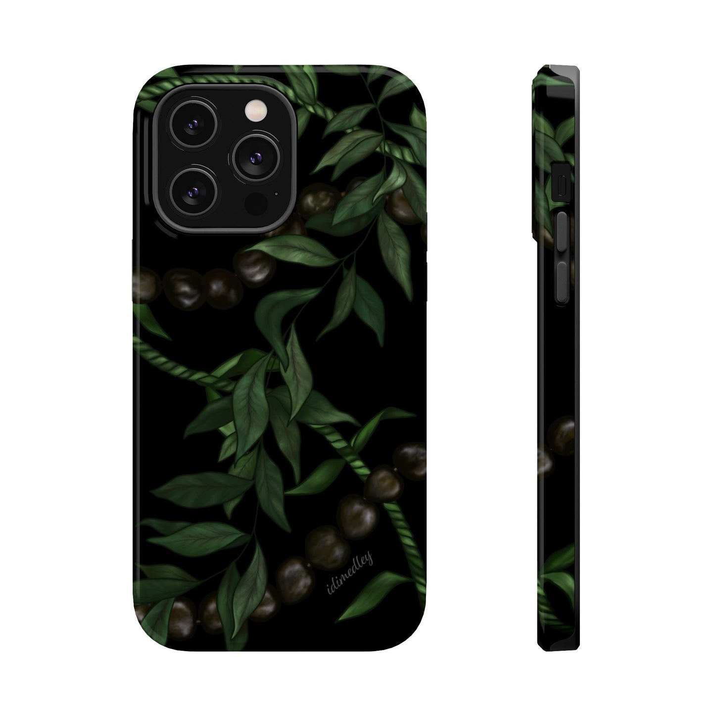 Kukui Nut, Maile, Ti Leaf Lei (Black), MAGSAFE