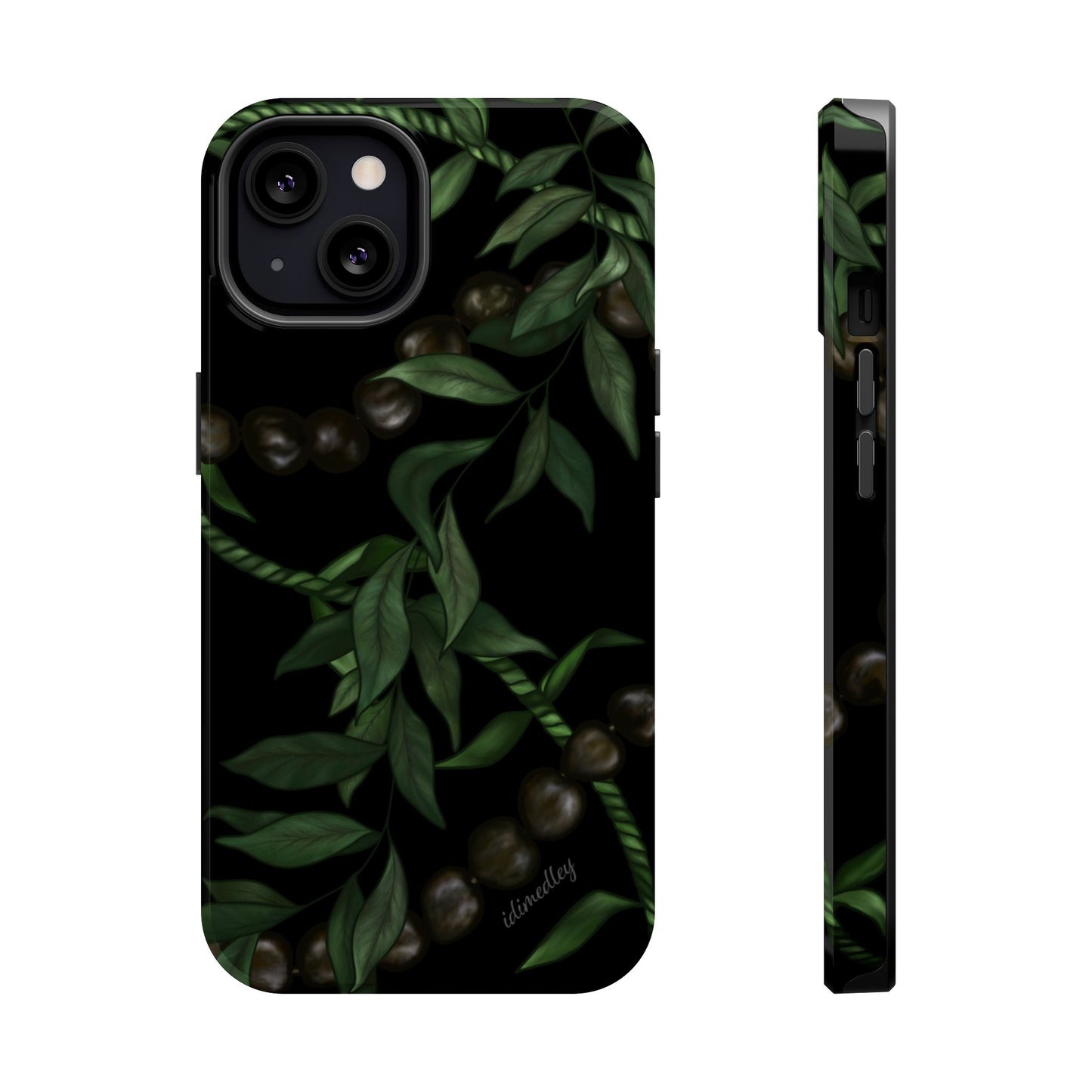 Kukui Nut, Maile, Ti Leaf Lei (Black), MAGSAFE