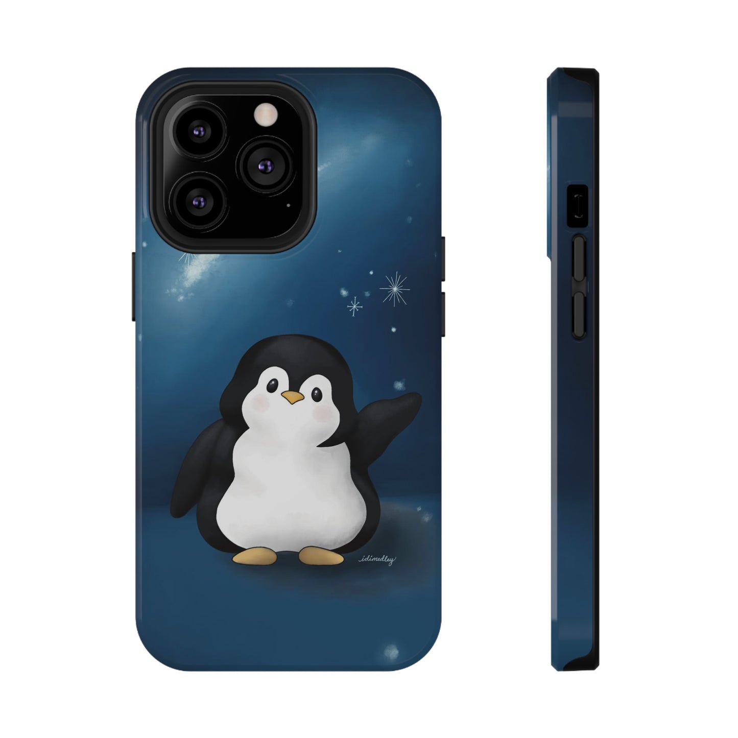 Penguin in Starry Blue Night Skies