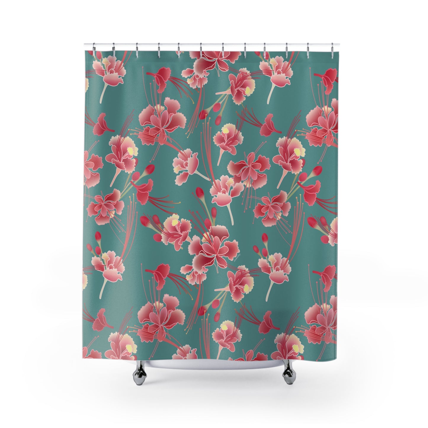Shower Curtain- Ohai Ali’i Pink (Tropical Blue)