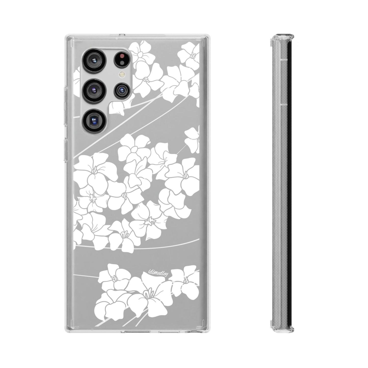Puakenikeni En Face Flower Swirls (White) CLEAR Case