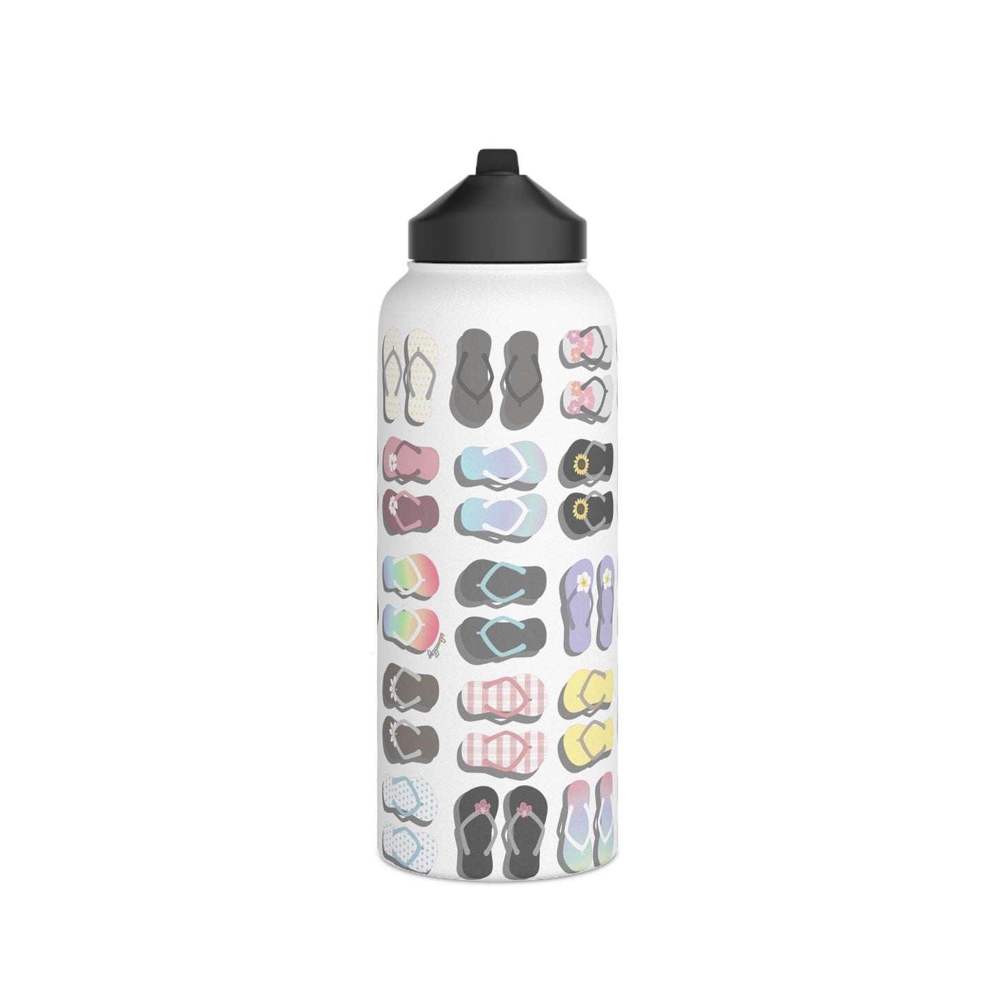 Water Bottle, 3 sizes, Stainless Steel with Sip Straw- Sandy Pua Toes in my Rubbah Slippahs