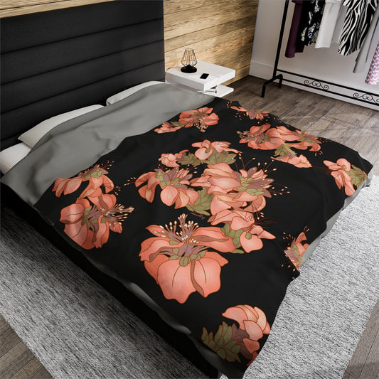 Velveteen Blanket- Hawaiian Wili Wili Flower