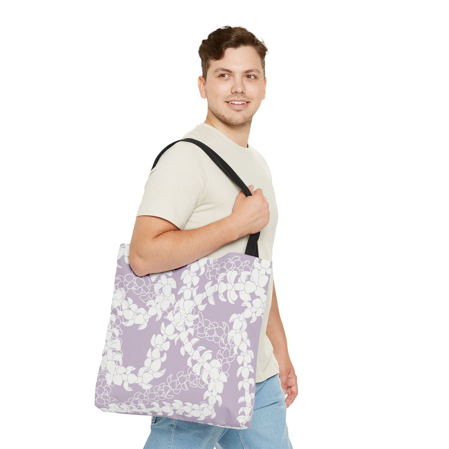 Tote Bag- Puakenikeni Curvilinear Lei (Pinky Periwinkle)